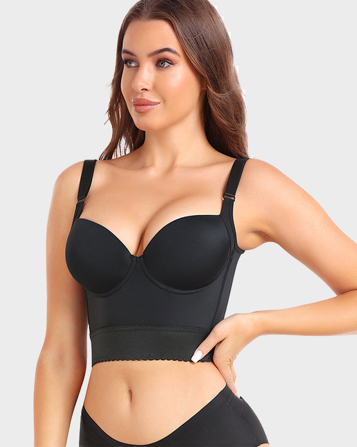 Women's Longline Push Up Bra with Underwire Support