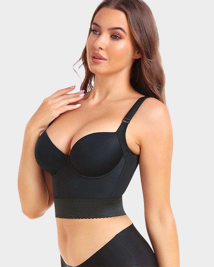 Women's Longline Push Up Bra with Underwire Support