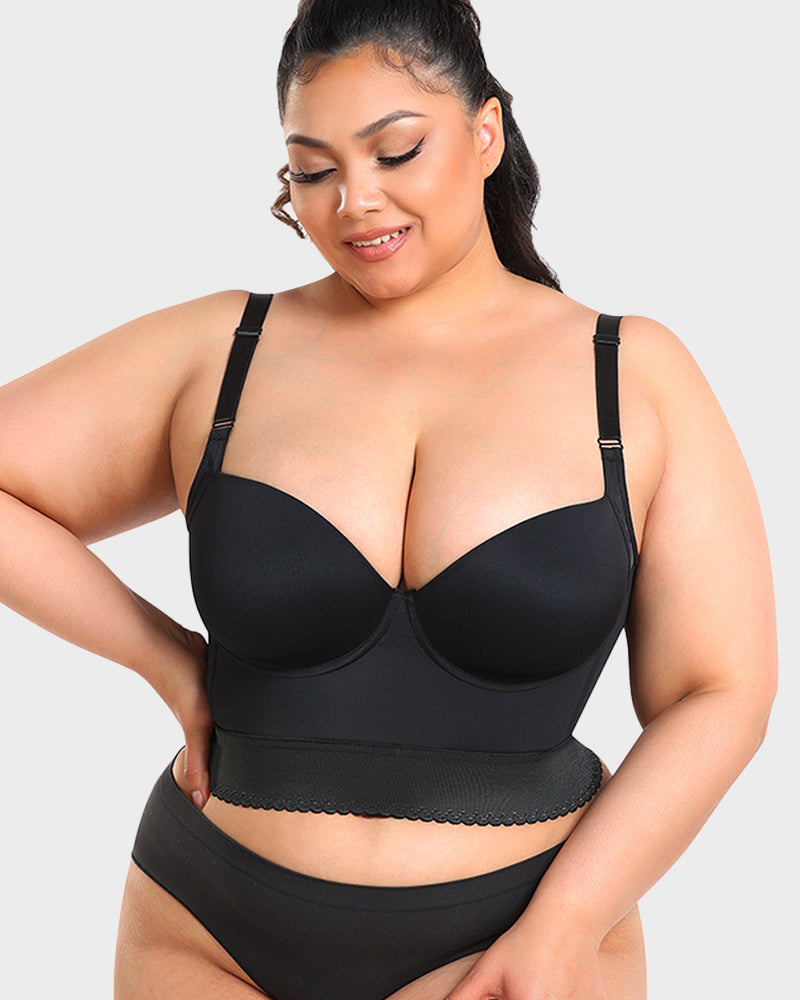 Women's Longline Push Up Bra with Underwire Support