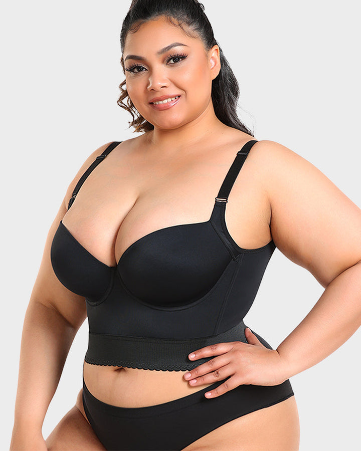 Women's Longline Push Up Bra with Underwire Support