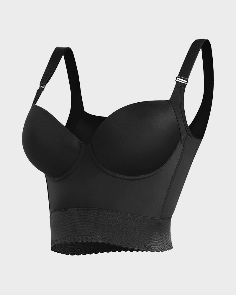 Women's Longline Push Up Bra with Underwire Support