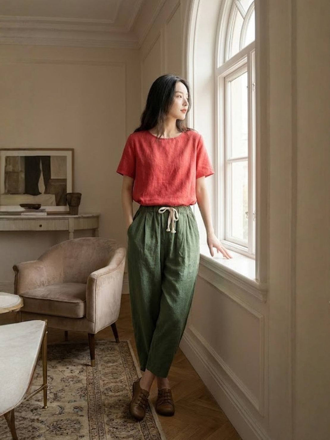 Alexa | Women's Trousers Drawstring Slim Fit