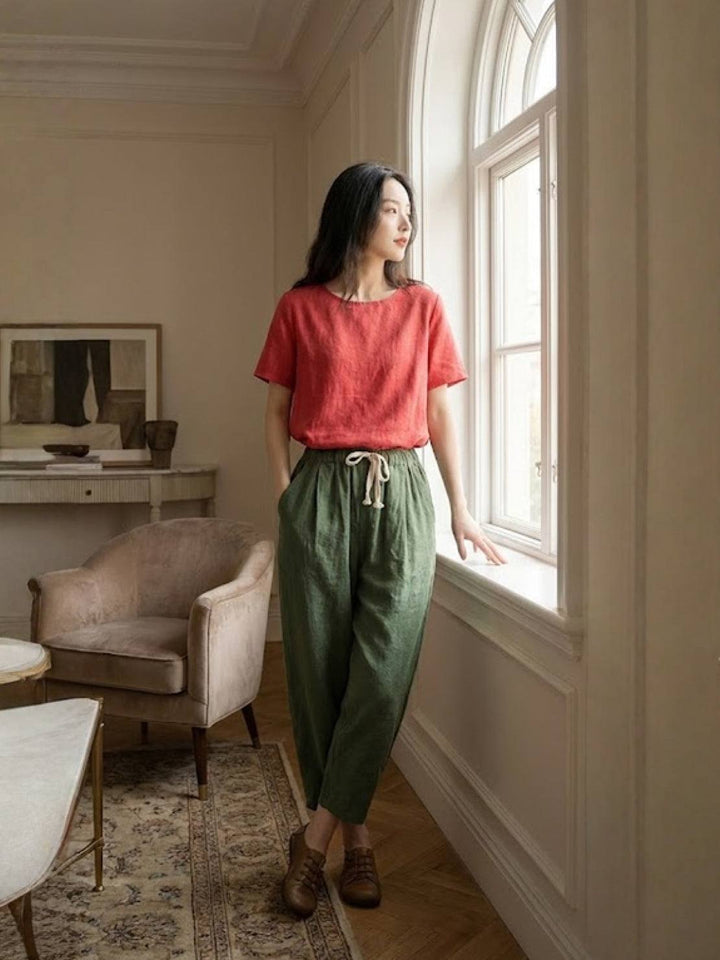 Alexa | Women's Trousers Drawstring Slim Fit