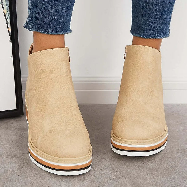Women's Orthopedic Wedge Heel Ankle Boots with Side Zip