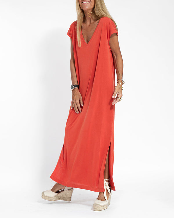 Lucy | Maxi Summer Dress with V-Neck and Side Slits