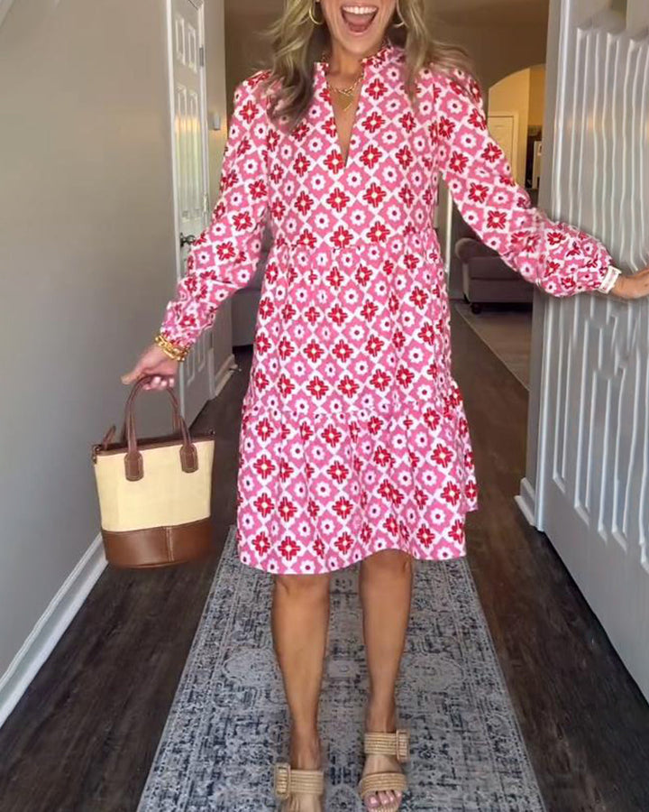 Edith | Mini Shirt Dress with Floral Print and Long Sleeves