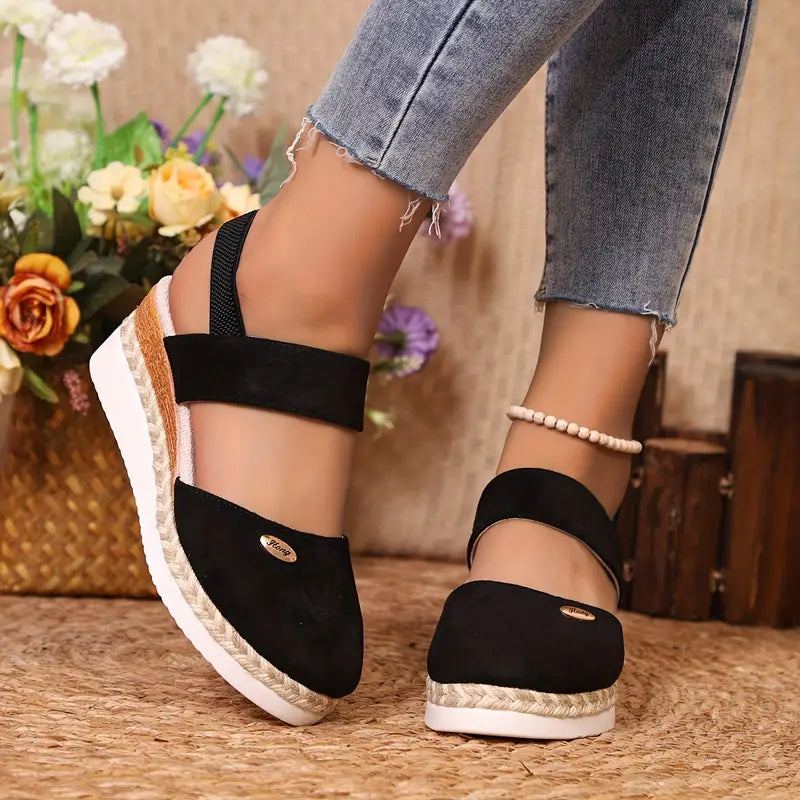 Women's Orthopedic Closed Toe Platform Sandals with Back Strap