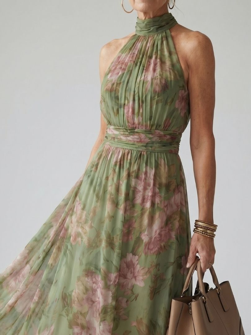 Colette | Wedding Guest Maxi Dress Halter Floral