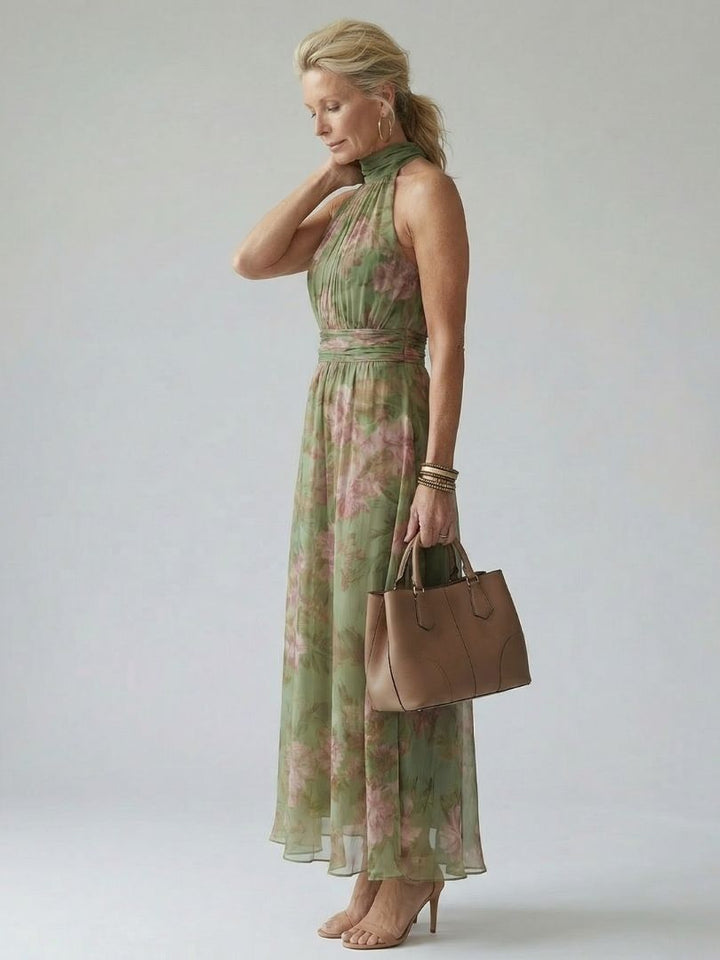 Colette | Wedding Guest Maxi Dress Halter Floral