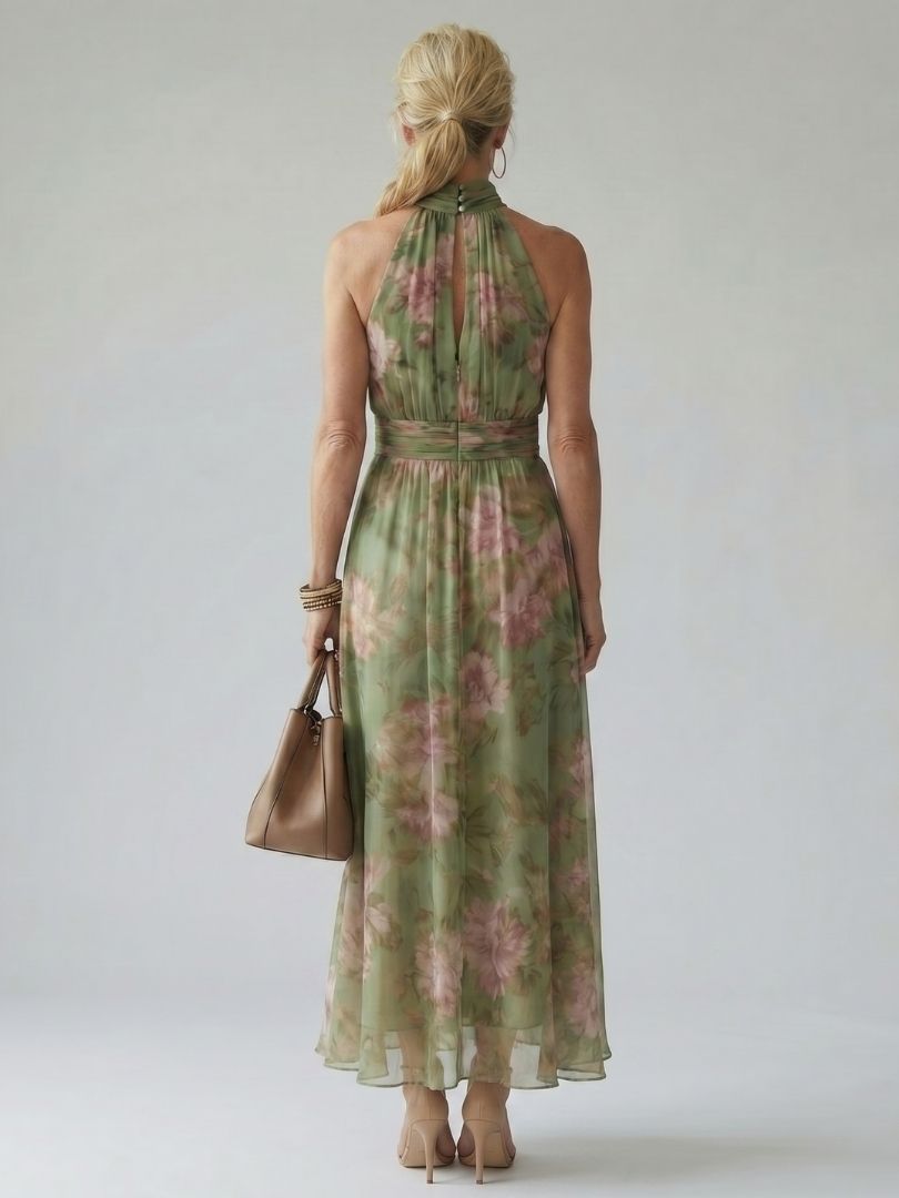 Colette | Wedding Guest Maxi Dress Halter Floral