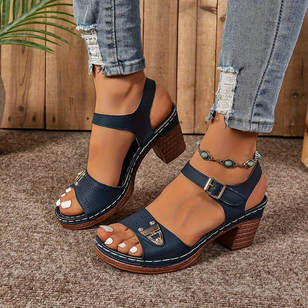 Sophie | Orthopedic Block Heel Sandal with Buckle Strap