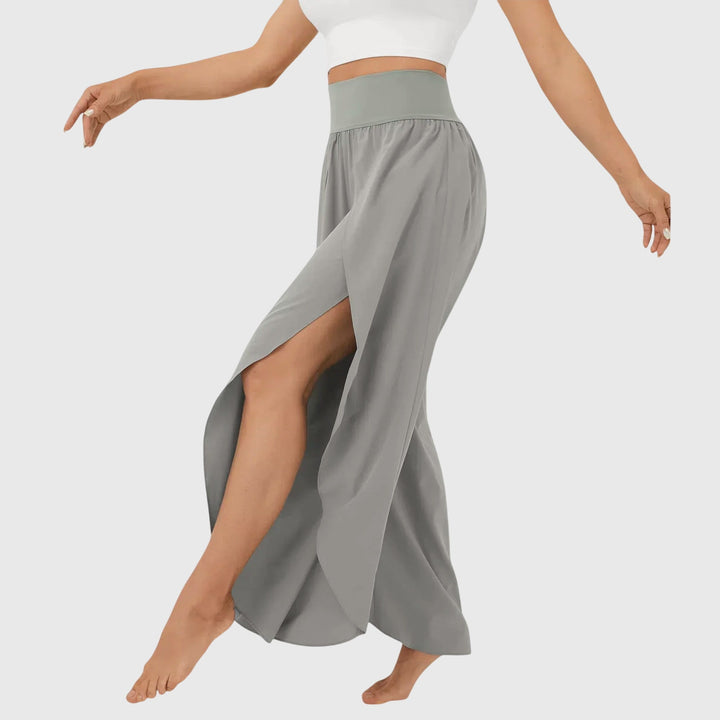 Sasha | Wide Leg Palazzo Trousers with Side Split and Elastic Waist