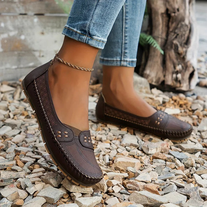 Women's Orthopedic Slip On Loafers with Perforated Upper