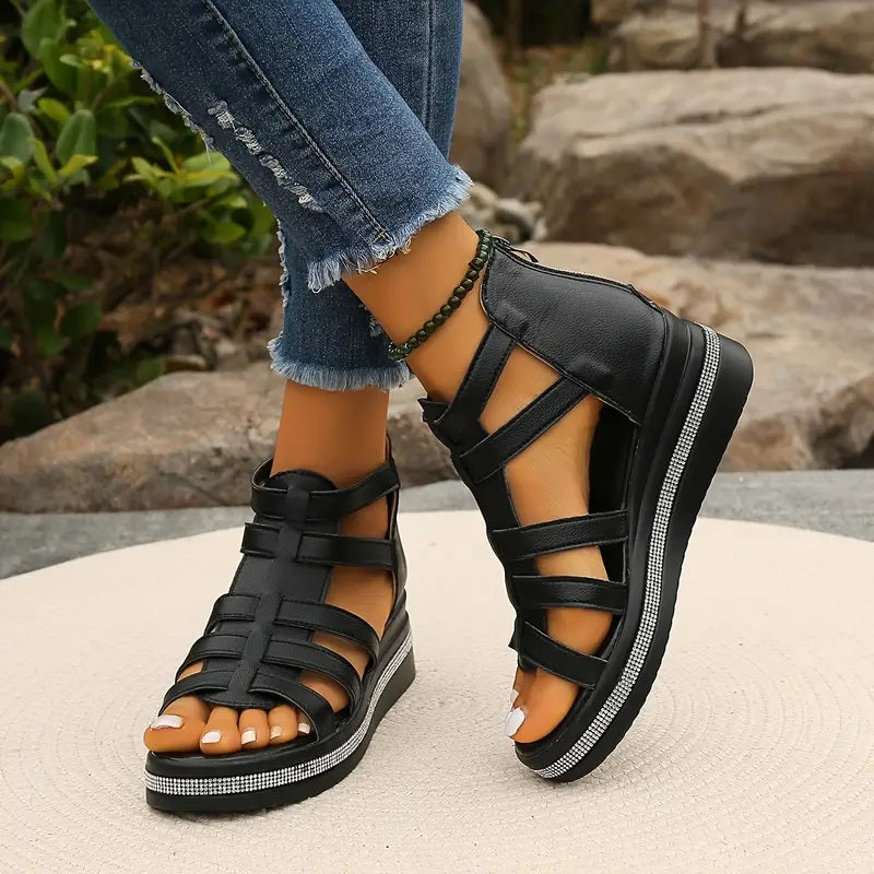 Women's Orthopedic Gladiator Platform Sandals with Multi Strap
