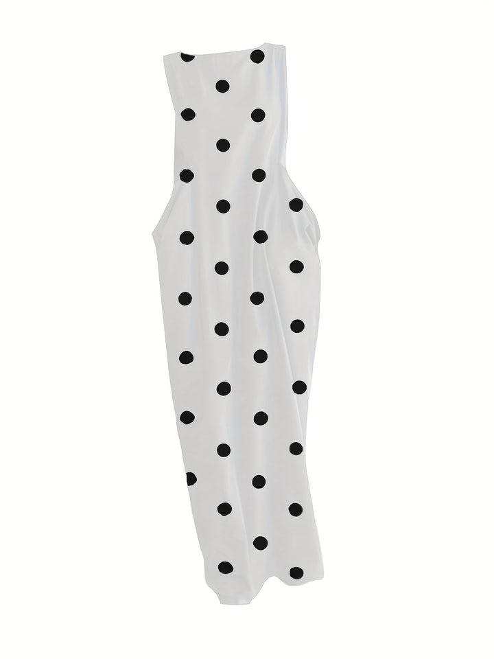 Harriet | Maxi Polka Dot Dress with Sleeveless Cut and Front Pockets