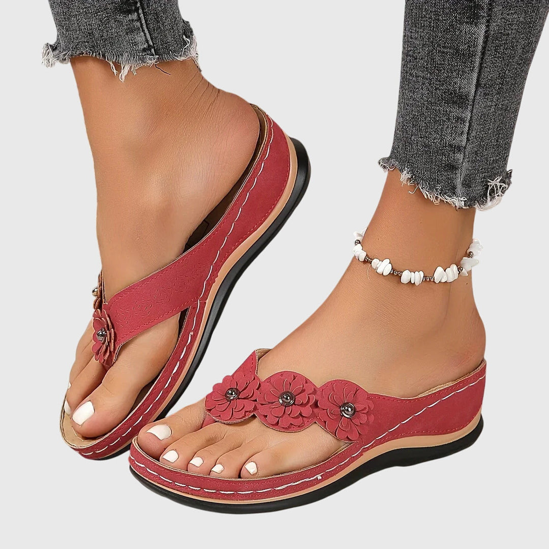 Alexis | Orthopedic Flip Flops with Floral Detail