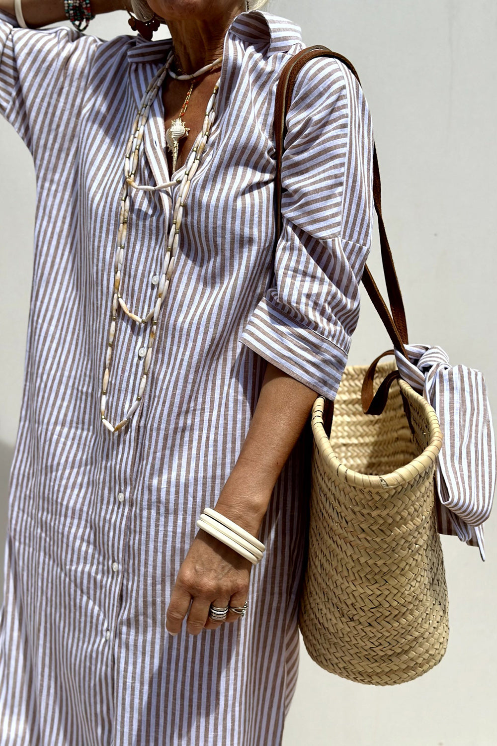 Faith | Midi Shirt Dress with Vertical Stripes