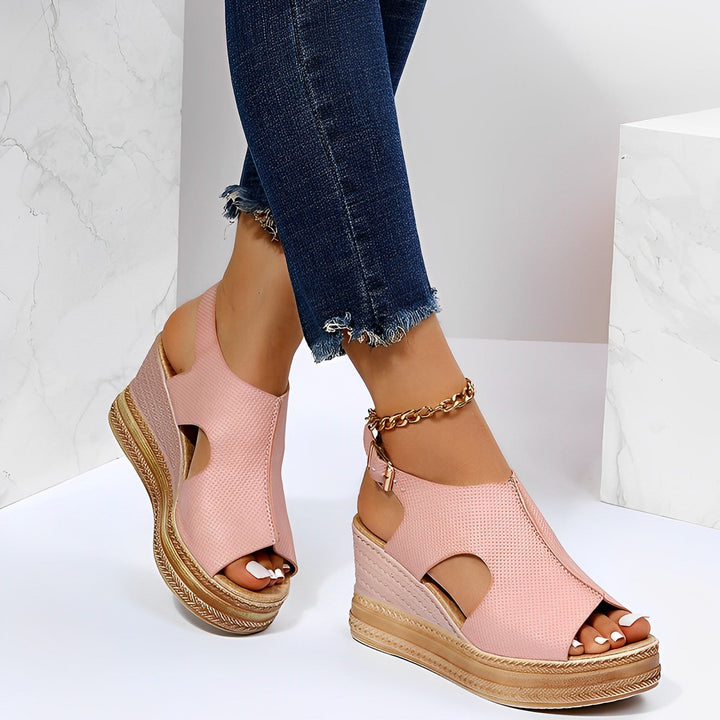 Women's Orthopedic Cutout Wedge Sandals with Back Strap