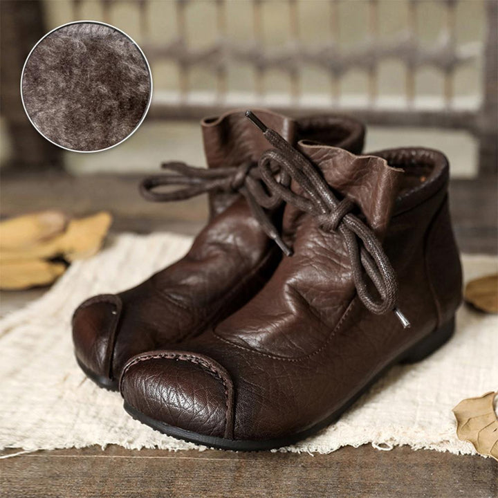 Women's Orthopedic Retro Lace-Up Ankle Boots with Flat Sole