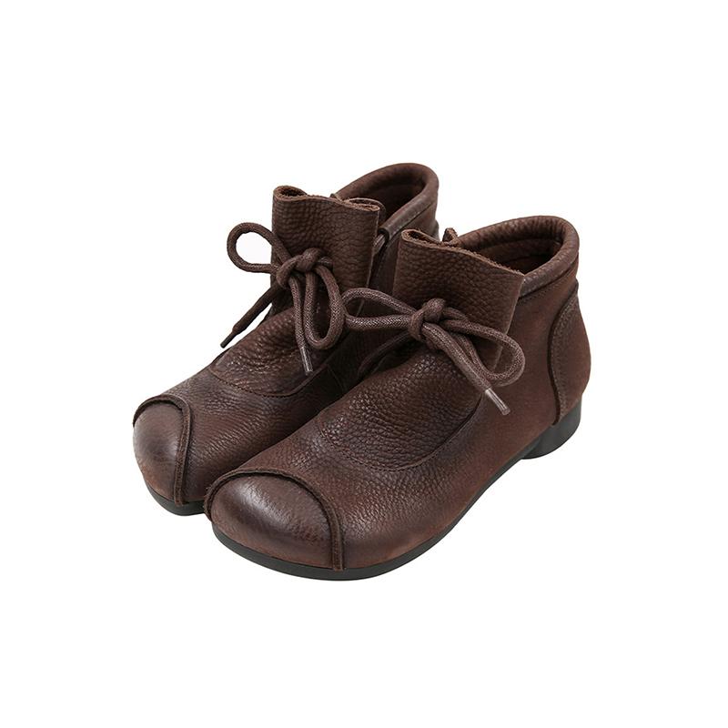 Women's Orthopedic Retro Lace-Up Ankle Boots with Flat Sole