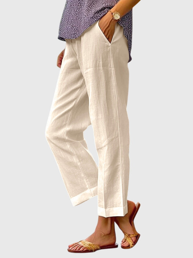 Nell | Straight-Leg Trousers with Cropped Hem and Plain Finish
