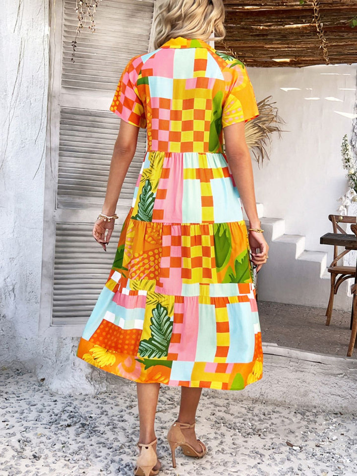 Mary | Midi Shirt Dress with Floral Print and Button Front