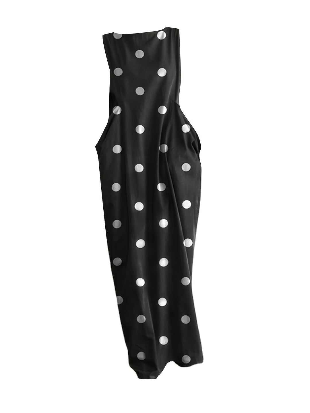 Harriet | Maxi Polka Dot Dress with Sleeveless Cut and Front Pockets