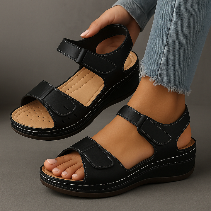 Women's Orthopedic Platform Wedge Sandals with Double Strap