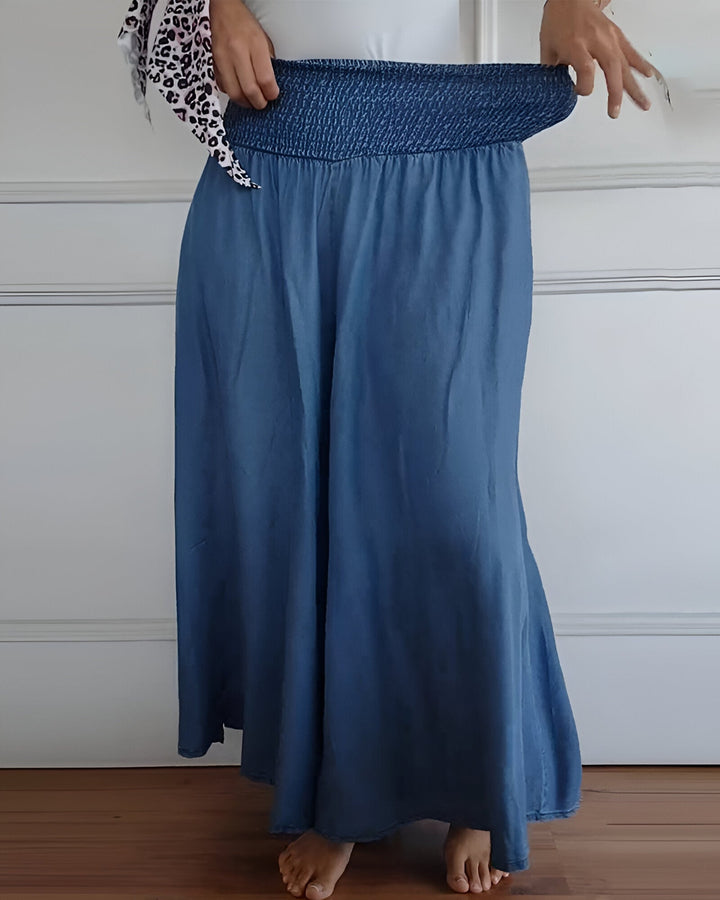 Wren | Wide Leg Trousers with Smocked Waist and Side Pockets