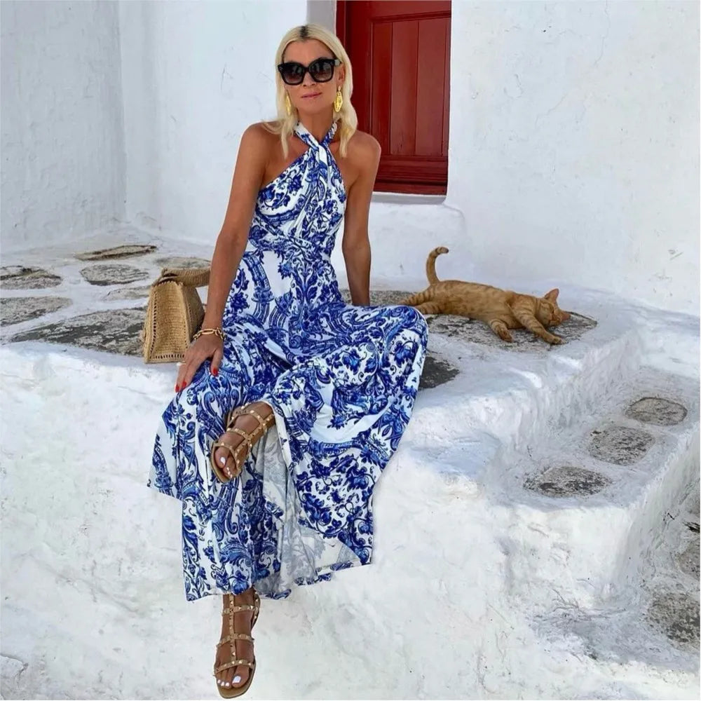 Edwina | Summer Maxi Dress Halter A-Line