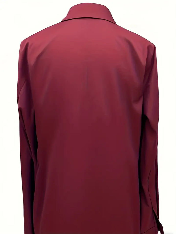 Women's Satin Blouse with V-Neck Collar and Long Sleeve