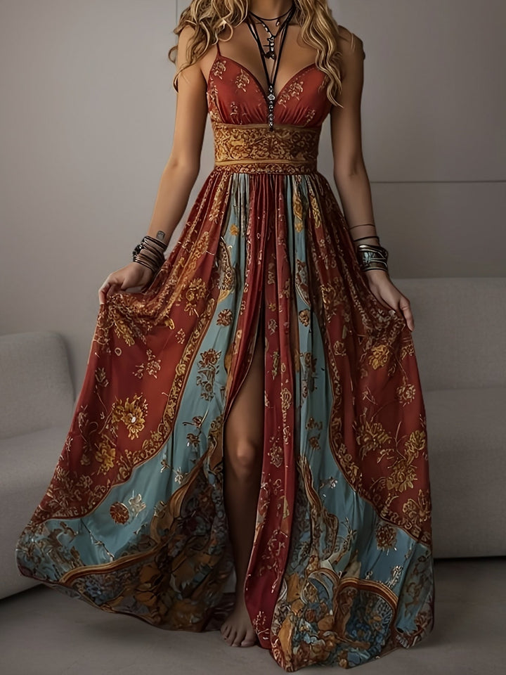 Nicole | Maxi Summer Dress with Boho Print and V-Neck