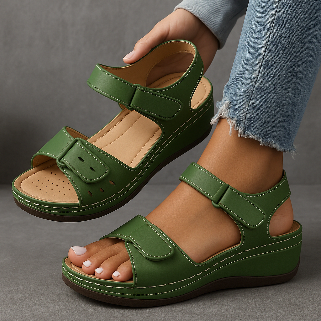 Nina | Orthopedic Wedge Sandal with Velcro Straps