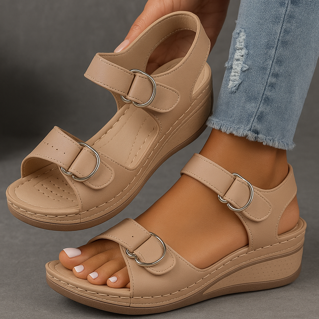 Women's Orthopedic Platform Wedge Sandals with Double Strap
