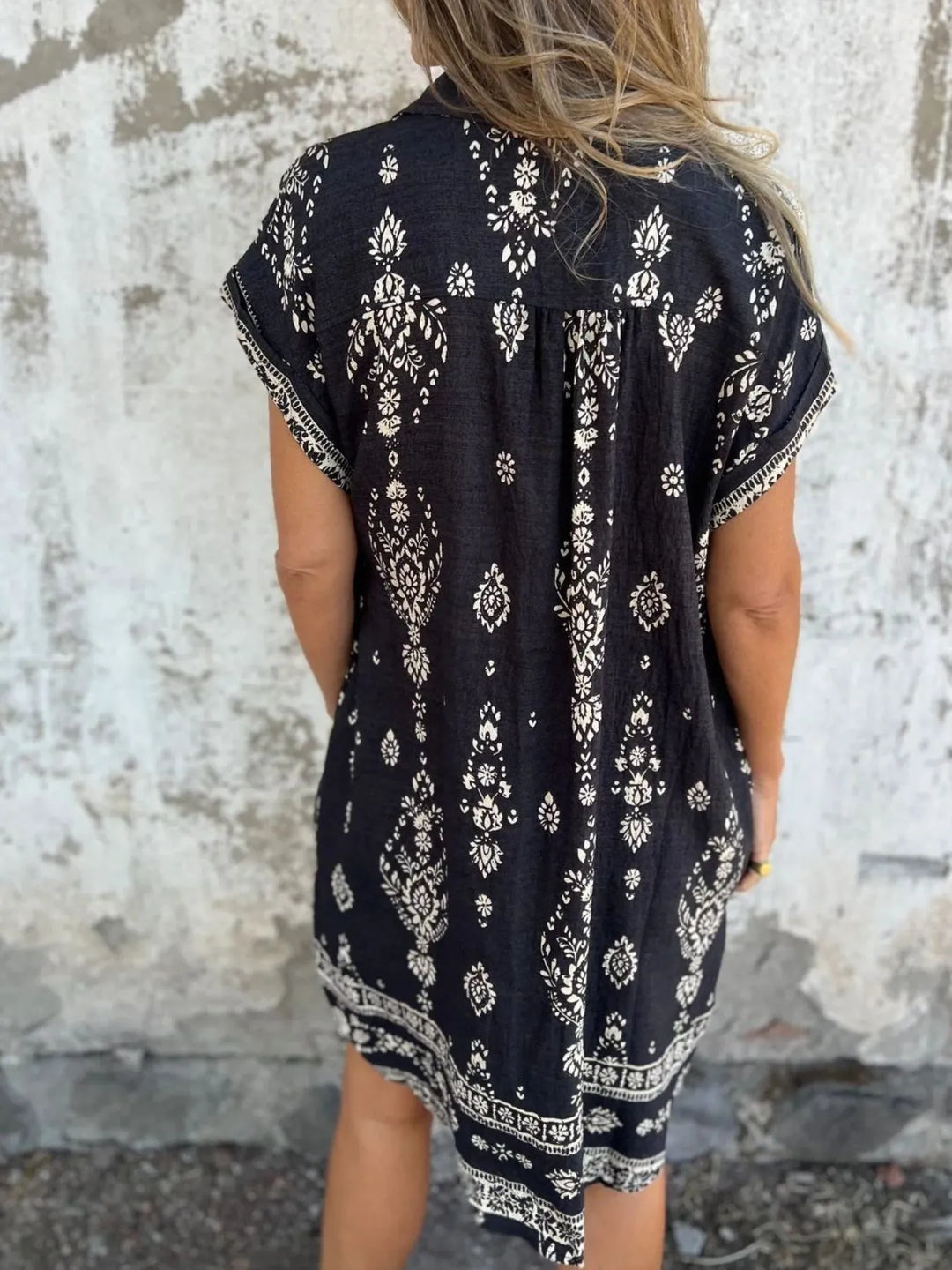 Emily | Mini Shirt Dress with Boho Print and V-Neck