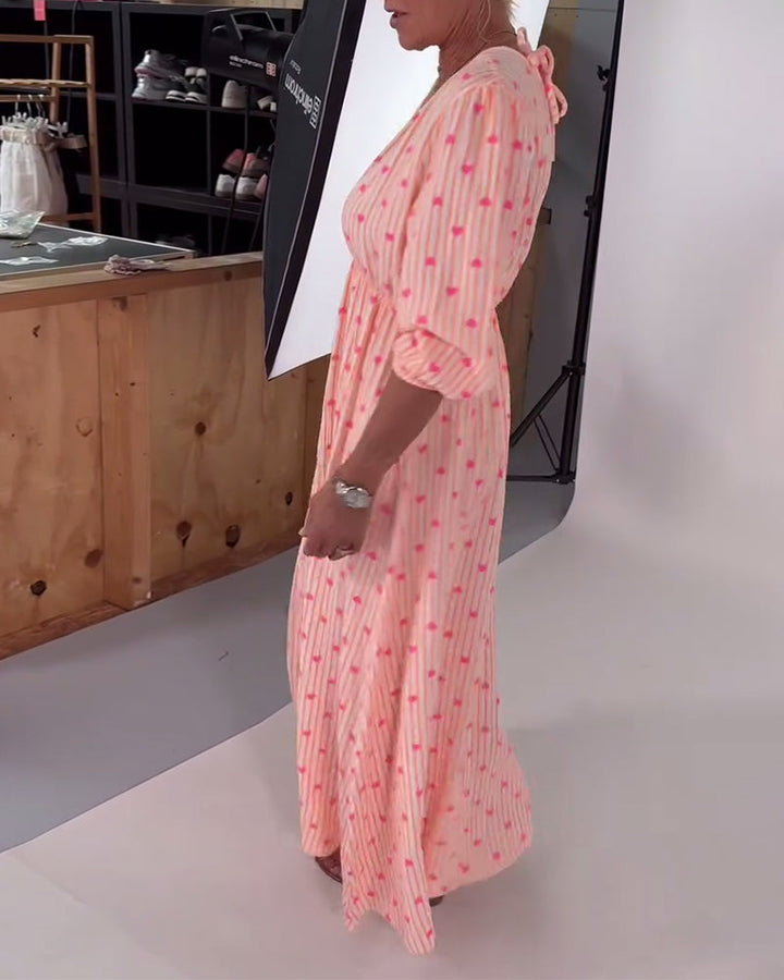 Tina | Maxi Summer Dress with V-Neck and Heart Print