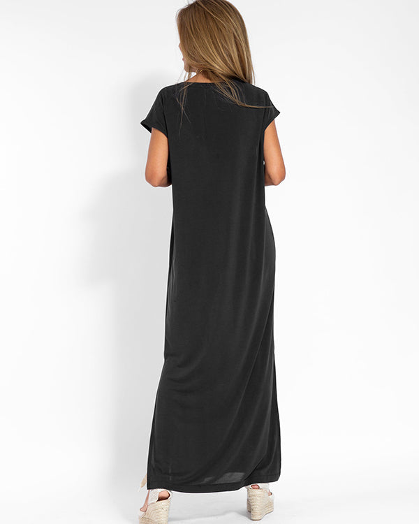 Lucy | Maxi Summer Dress with V-Neck and Side Slits