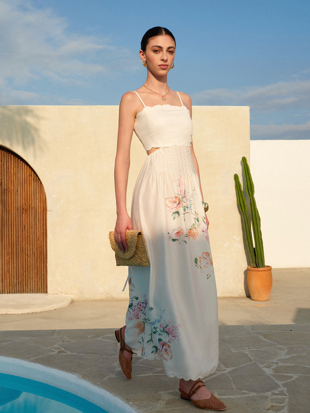 Greta | Summer Maxi Dress Apricot Casual