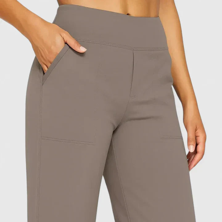 Women's High Waisted Wide Leg Pants with Pull On Design