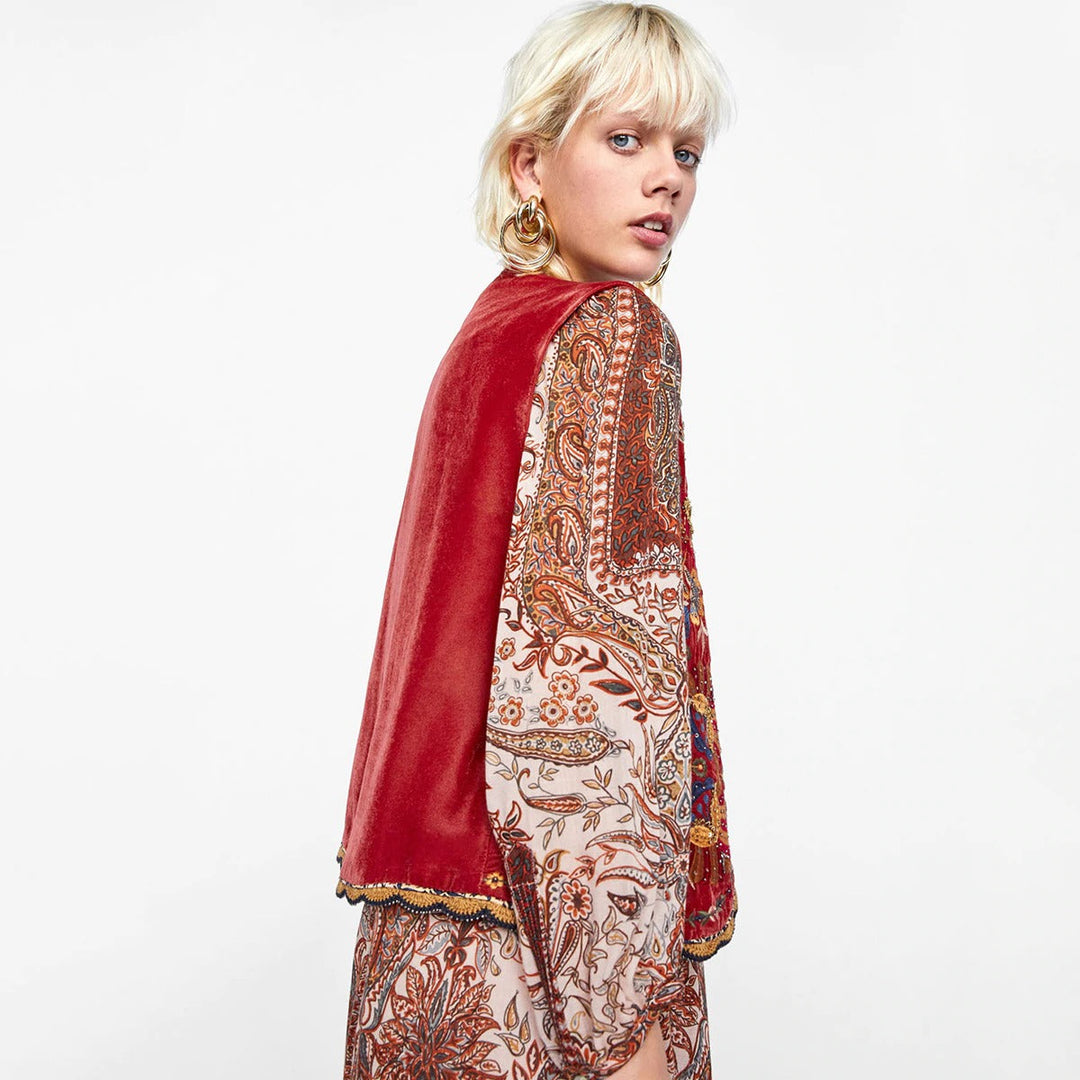 Roma | Boho Print Blouse with V Neckline and Wide Sleeves