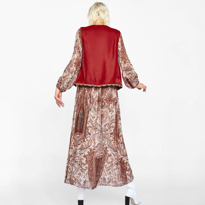 Roma | Boho Print Blouse with V Neckline and Wide Sleeves