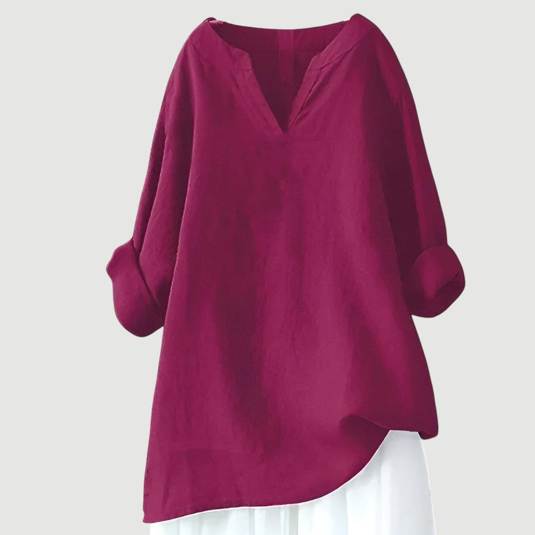 Fern | Relaxed Fit Blouse with V Neckline and Long Sleeves