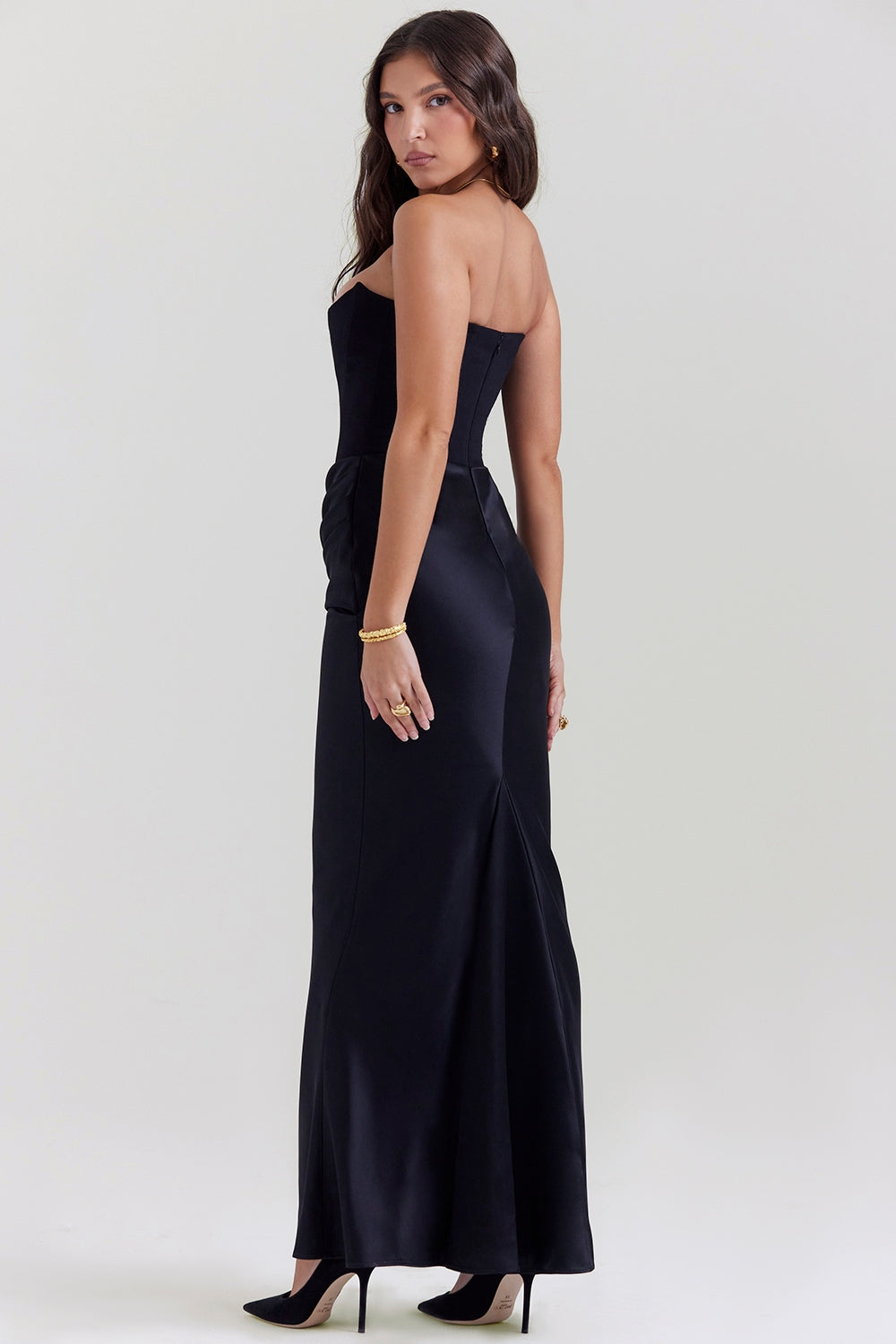 Sienna | Maxi Wedding Guest Dress with Corset Bodice and Strapless Cut