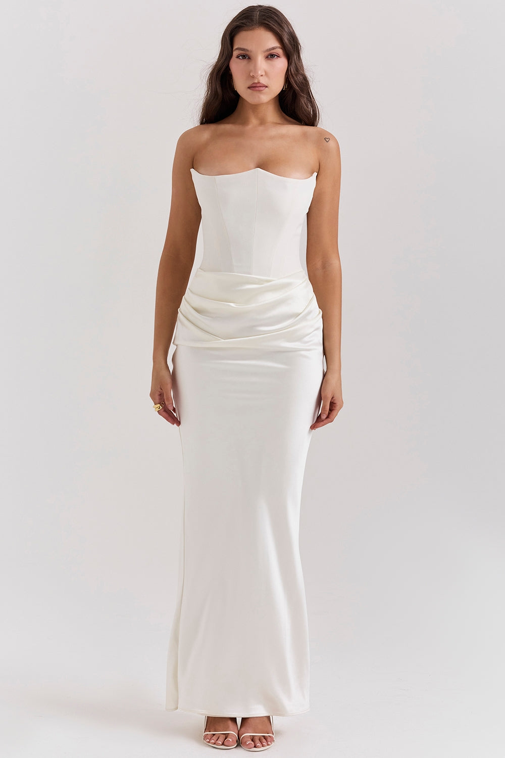 Sienna | Maxi Wedding Guest Dress with Corset Bodice and Strapless Cut