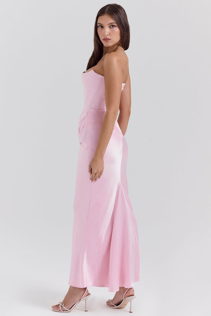 Sienna | Maxi Wedding Guest Dress with Corset Bodice and Strapless Cut