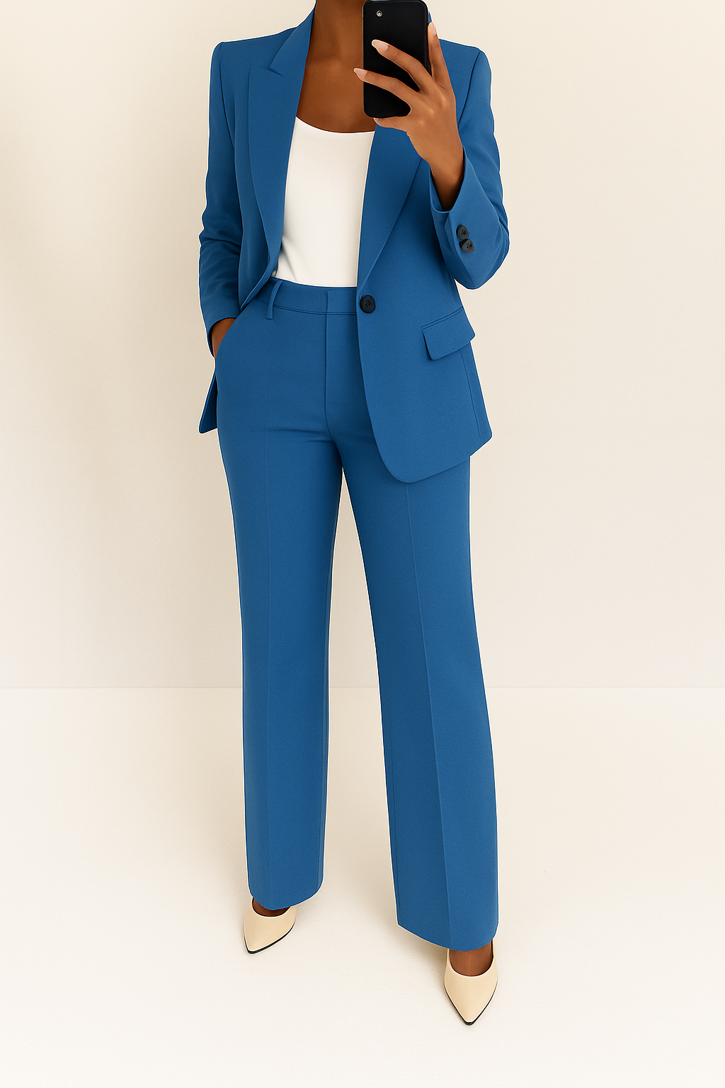 Leila | Blazer Set with Wide Leg Trousers and Single Button