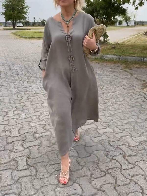 Christine | Midi Shirt Dress with Button Front and Long Sleeves