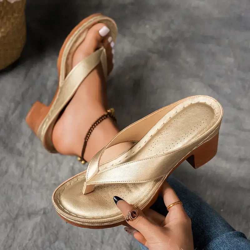 Abigail | Orthopedic Block Heel Sandal with Thong Strap