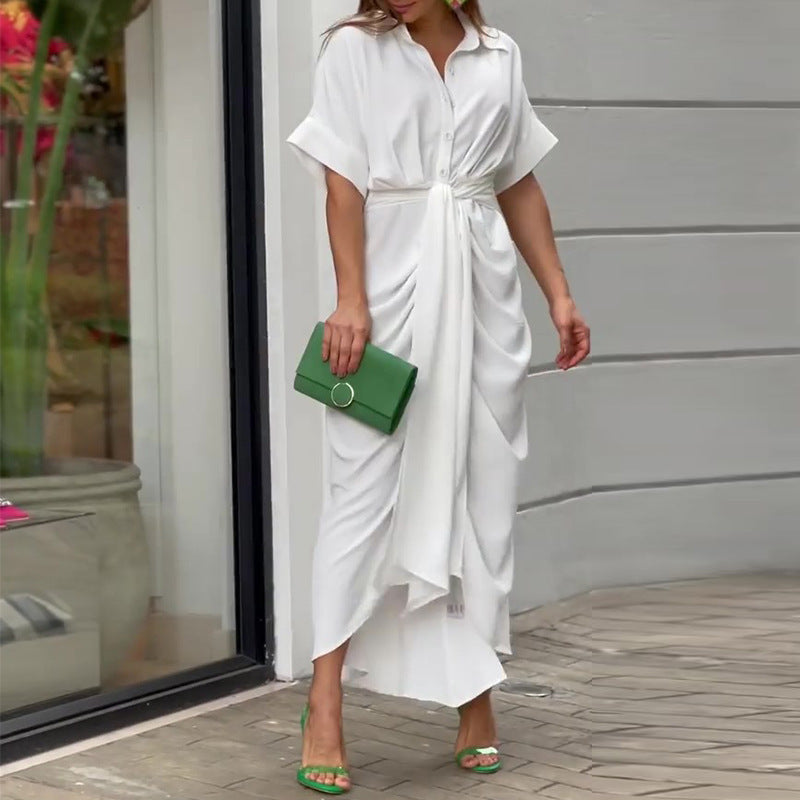 Amara | Midi Shirt Dress with Boho Print and Belted Waist