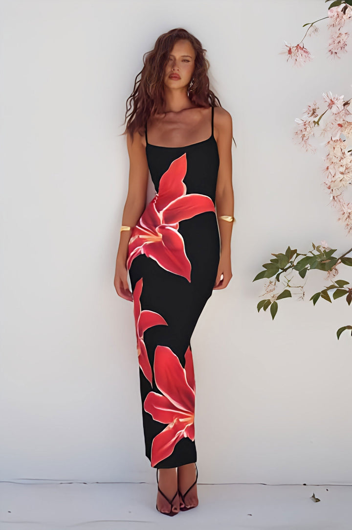 Karen | Maxi Summer Dress with Floral Print and Bodycon Fit